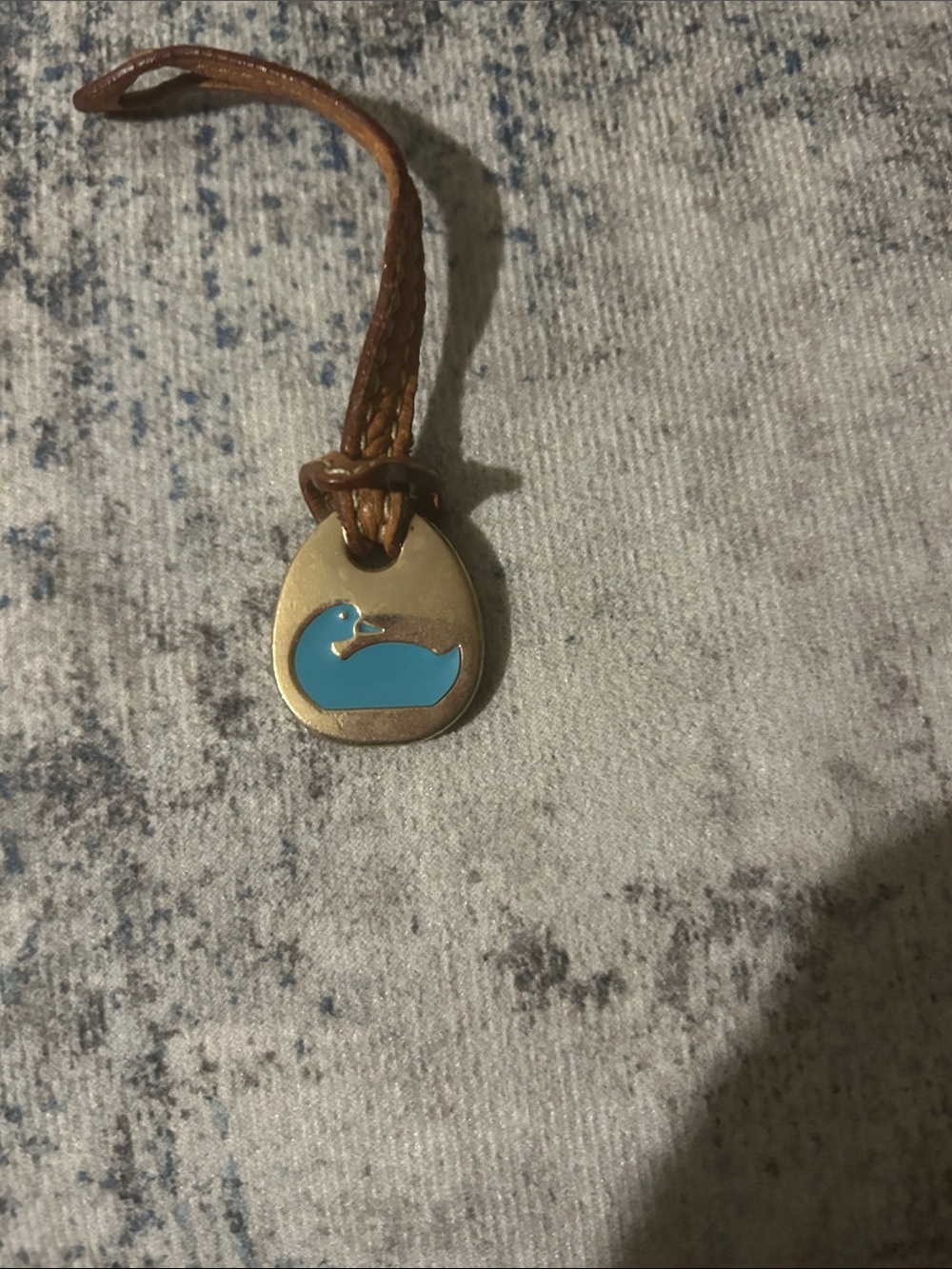 Blue Duck Enamel Pendant on Braided Brown Cord